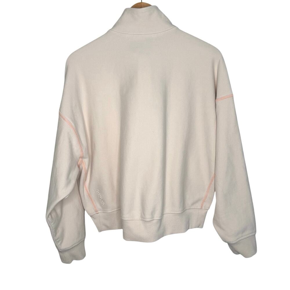 Athleta Forever Fleece 1/2 zip high hip sweatshirt cream size XL - Picture 5 of 9